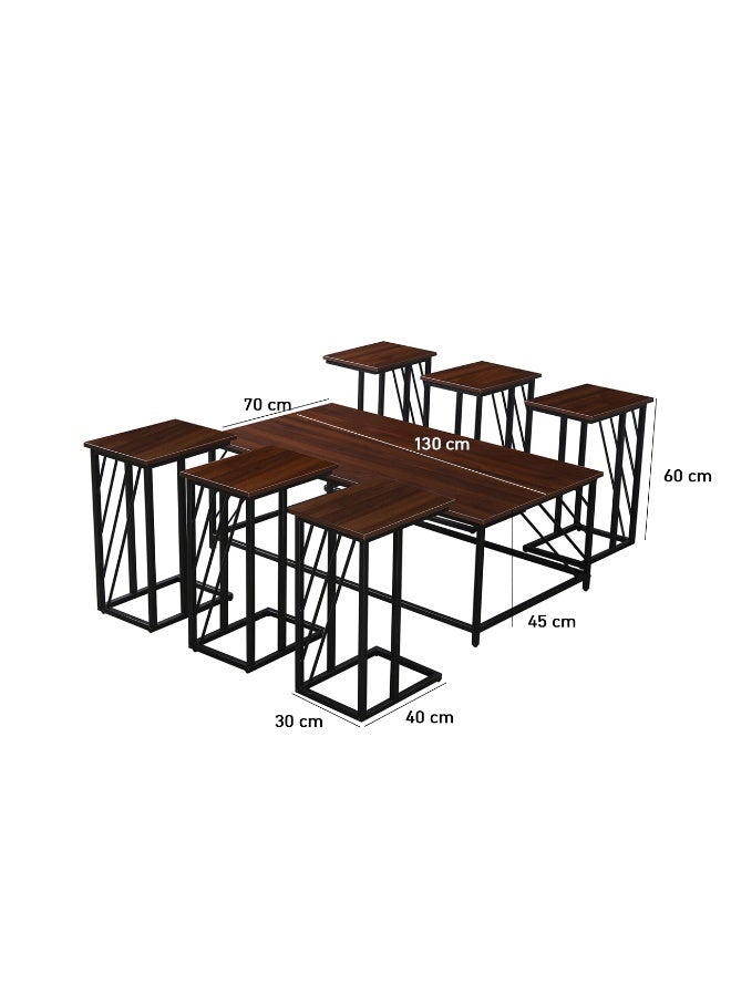 بيتي طقم طاولات شاي رمضان خشب بني 7 قطع - Image 2